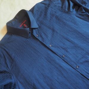 Visconti Black Mens Sz 2XL Shirt Navy Blue Long Sleeve Button Down Dress
